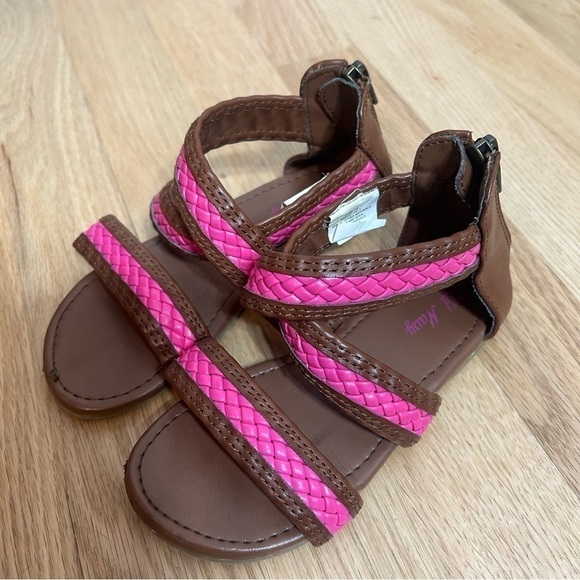 Old Navy Gladiator Sandals Sz 10 Brown Pink Open Toe Kids Toddler Girls - Picture 6 of 8